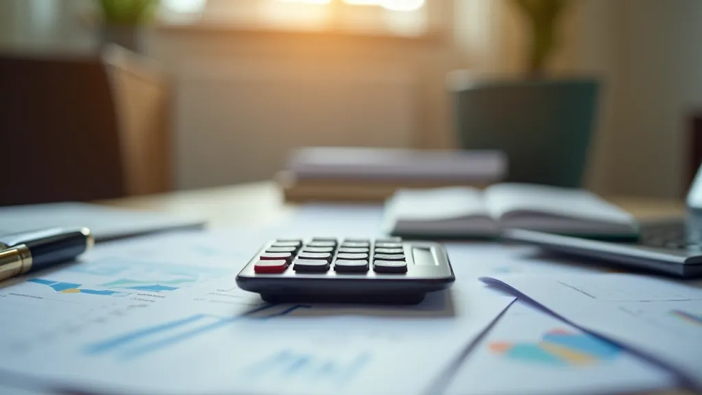 Složitá kalkulačka na desku s grafem, finanční plánování