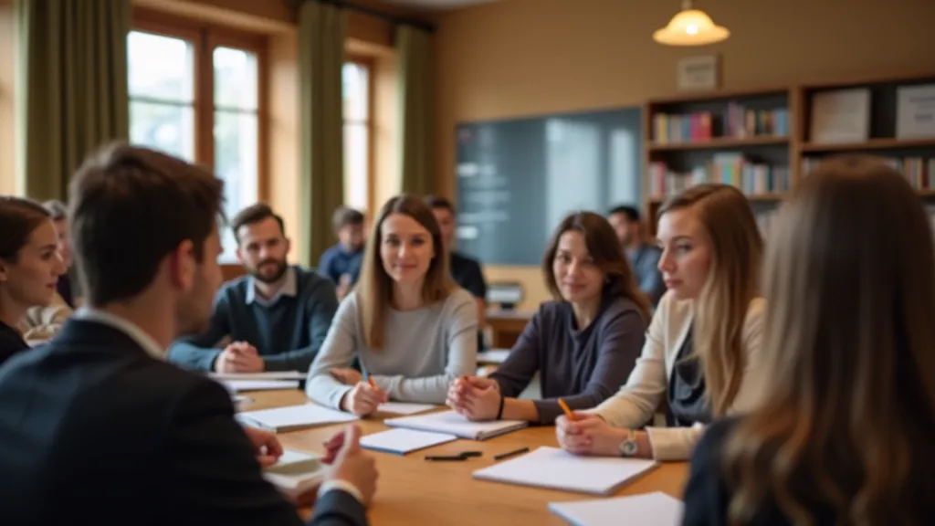 Přednáška v knihovně s účastníky poslouchajícími lektora o financích
